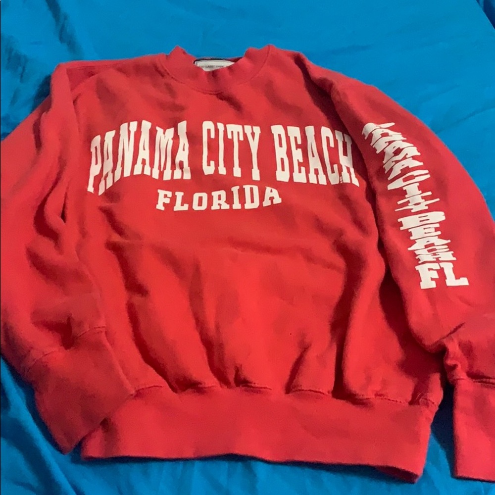 Red panama City sweatshirt with no hood